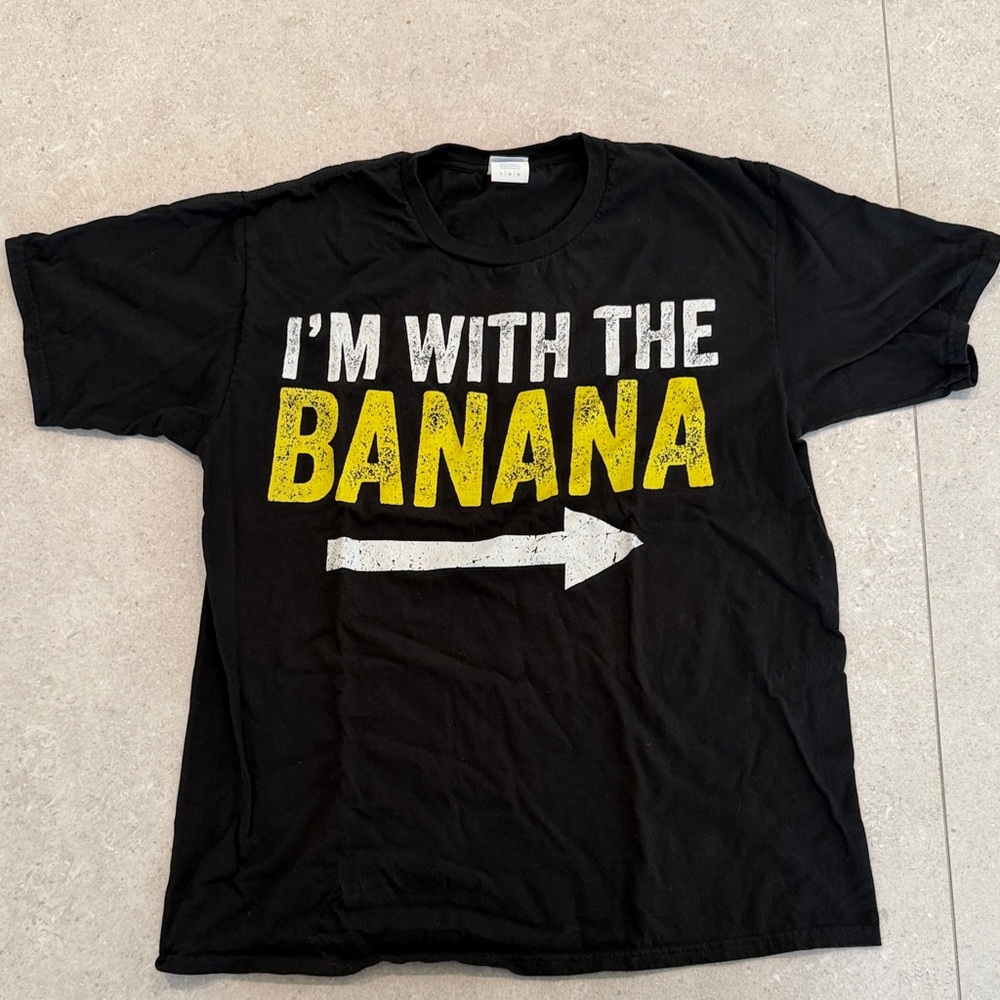 Black Graphic T-Shirt with Yellow Print